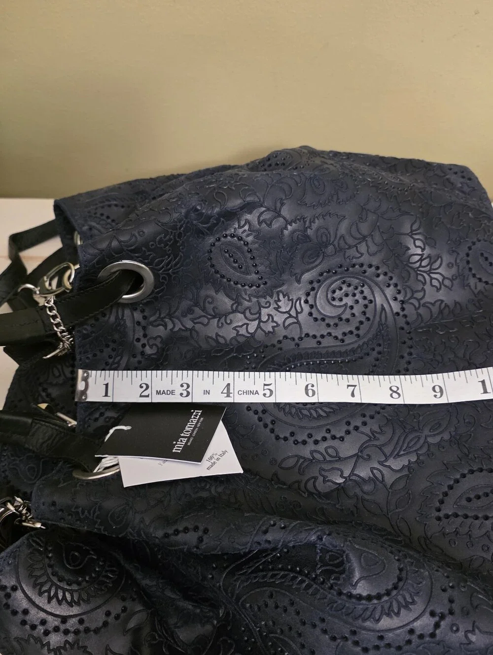 Mia Tomazzi | Navy Blue Laser-cut Hobo Bag
